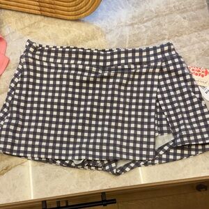 FP Movement by Free People Navy and White Gingham Mini Skort
